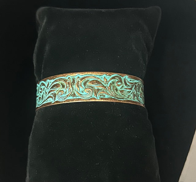 WYO-HORSE PATINA THIN TOOLED CUFF BRACELET JB238PT