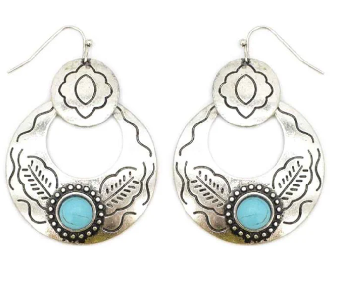 Native Prairie Silver Earrings - Turquoise