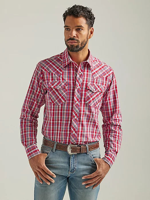 Wrangler Men's Red, White, Blue Plaid