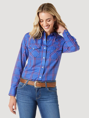 Wrangler Plaid Dazzling Blue Womens