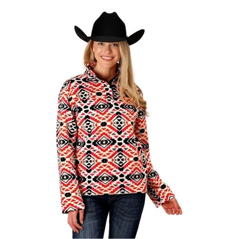 Roper Pink Aztec Pullover Womens