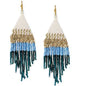 WYO-HORSE Soft Seed Bead Diamond Fringe Blue Earrings JE422BL