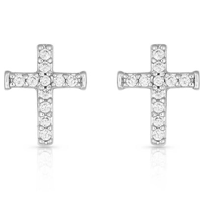 CZ Small Cross Post Earrings