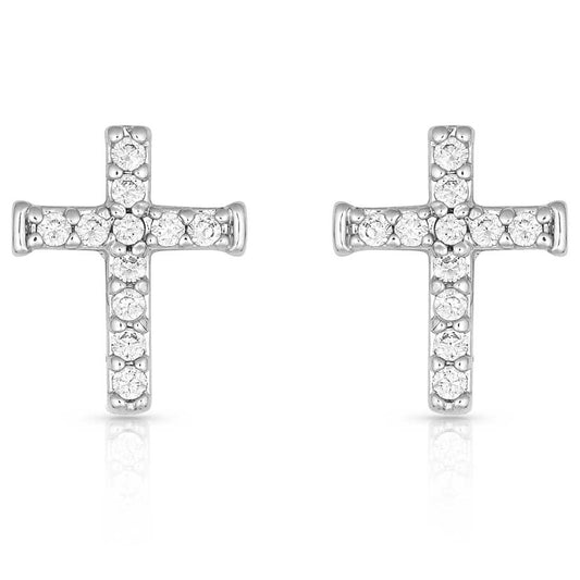 CZ Small Cross Post Earrings