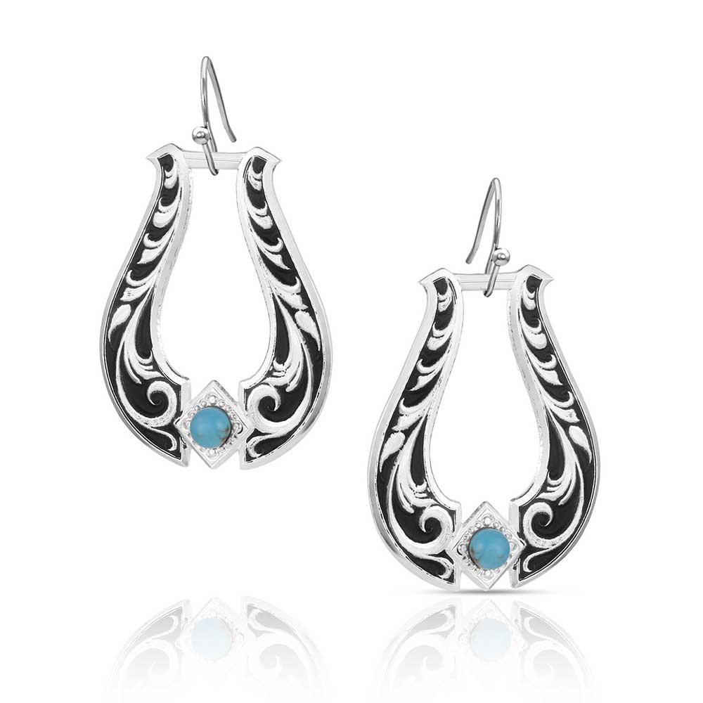 S/P Engraved Stirrup Earrings