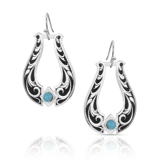 S/P Engraved Stirrup Earrings