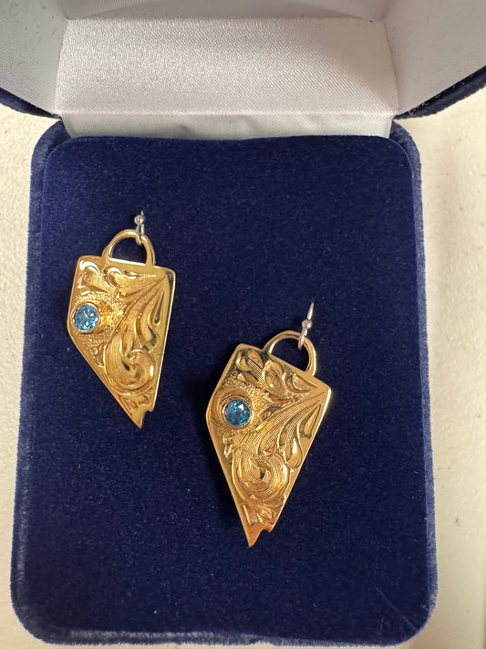 NC State Earrings w/stone - GOLD