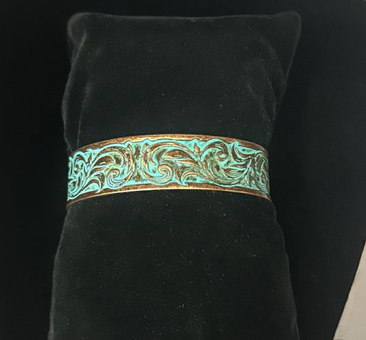 WYO-HORSE PATINA THIN TOOLED CUFF BRACELET JB238PT