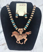 WYO-HORSE COPPER HORSE AND BEAD NECKLACE SET J439CP