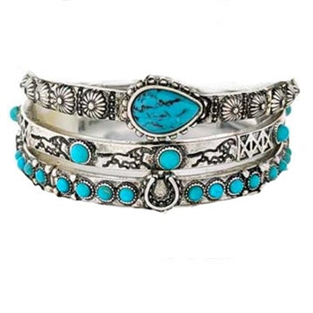 WYO-HORSE TRIPLE STRETCH BRACELET WITH RUNNING HORSE JB399TQ