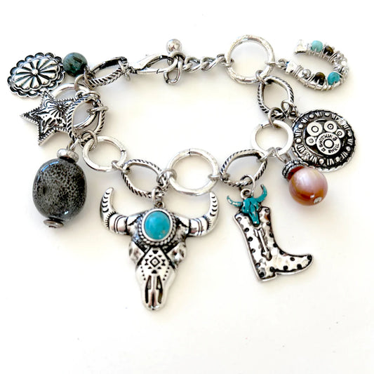 Steer Skull Charm Bracelet