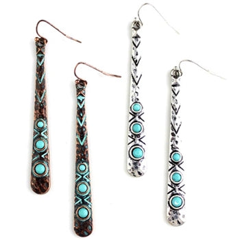 WYO-HORSE TURQUOISE BAR EARRINGS JE186S