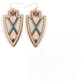 WYO-HORSE ARROWHEAD CHEVERON WOOD DANGLE EARRINGS JE304NAT JE304RD