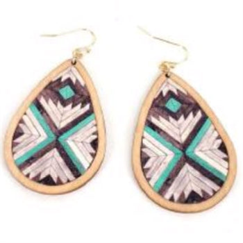 WYO-HORSE CHEVERON PARQUET WOOD EARRINGS JE308