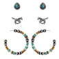 WYO-HORSE THREE HORSE AND BEADED HOOP EARRINGS JE377HRS