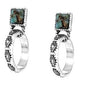 WYO-HORSE SILVER STAMPED HOOP EARRINGS W/ SQUARE STONE JE388SQ