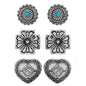 WYO=HORSE SILVER 3 PACK CONCHO EARRINGS JE399