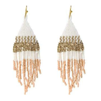 WYO-HORSE Soft Seed Bead Diamond Fringe Peach Earrings JE422PCH