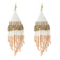 WYO-HORSE Soft Seed Bead Diamond Fringe Peach Earrings JE422PCH