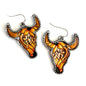 WYO-HORSE TOOLED STAMPED STEER HEAD DANGLE EARRINGS JE465
