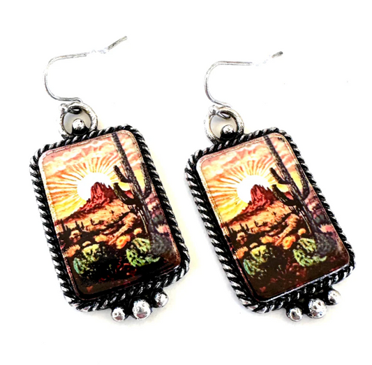 Southwestern Sunset Illustrated Earrings
