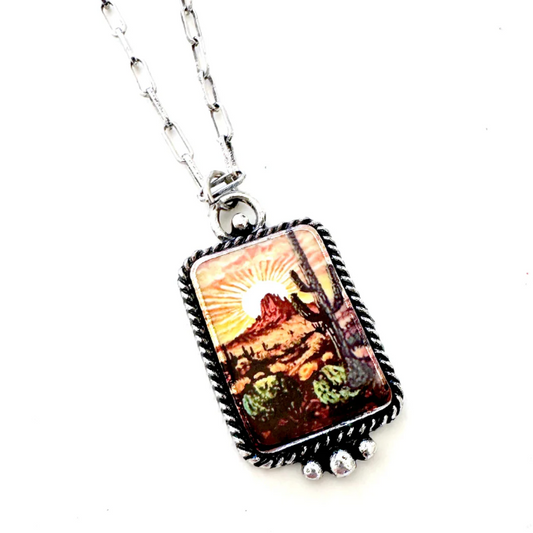 Southwestern Sunset Illustrated Necklace