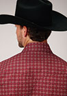 ROPER MENS RED RIDGE PRINT L/S COTTON DRESS SHIRT-SNAP FRONT