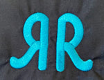 ROPER LADIES TURQUOISE/BLACK/GREY PLAID PRINT - SNAPS- 'RR' LOGO