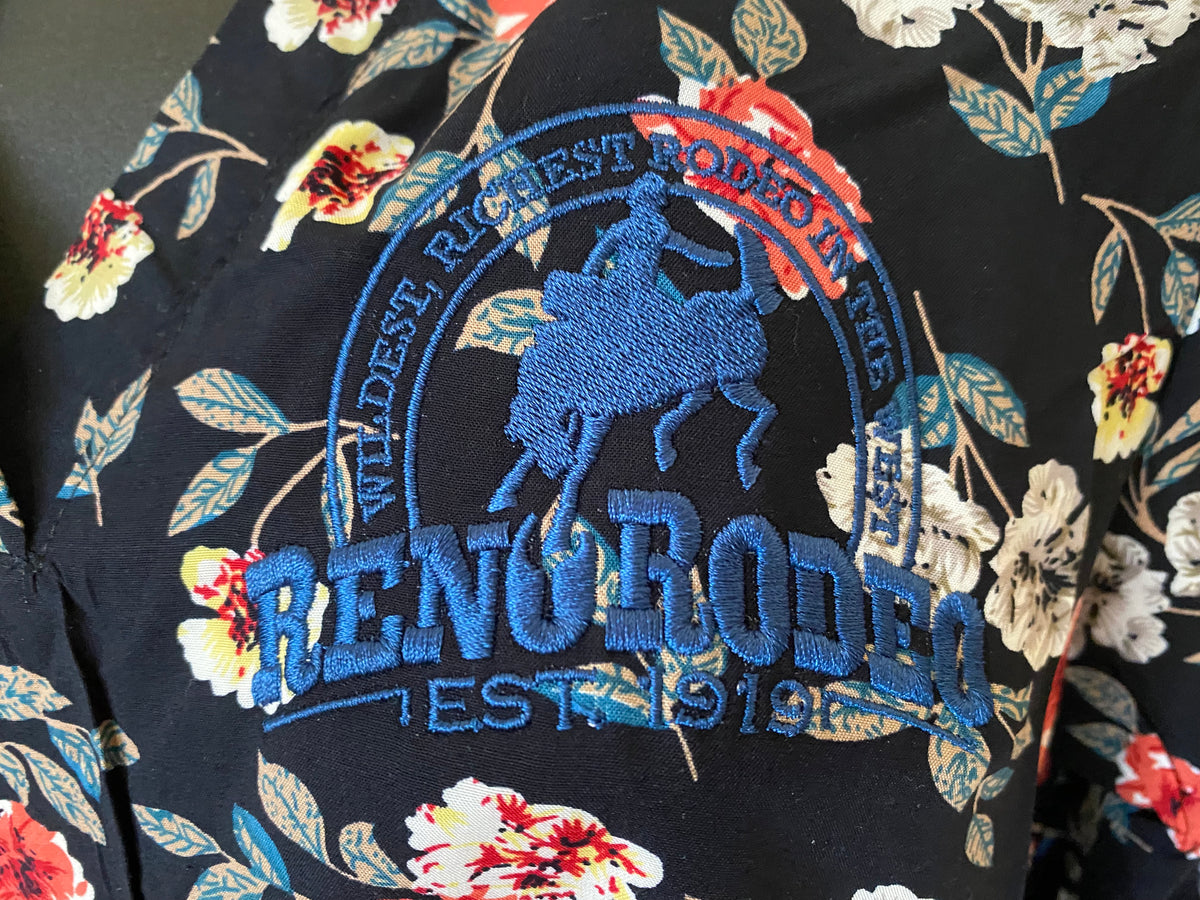 ROPER LADIES FLORAL PRINT RAYON TUNIC TOP w/ RENO RODEO LOGO