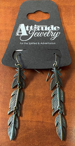 Dangle Teal Feather Earring