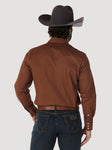Wrangler Men's Advanced Comfort Workshirt - Brown L/S Snap Buttons & Reno Rodeo Logo