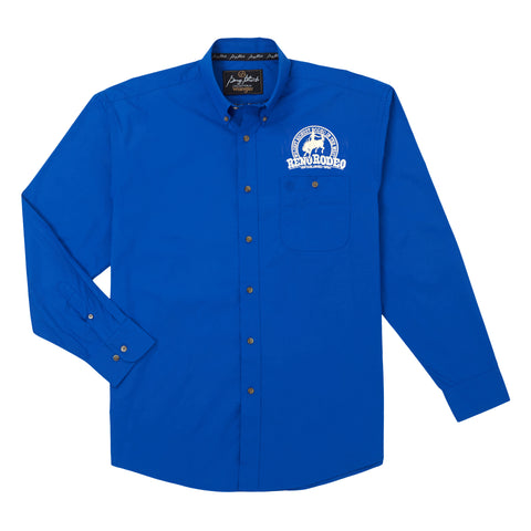 Wrangler Men's Blue GS Reno Rodeo Logo L/S Shirt "National Patriot"