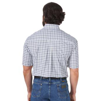 Wrangler G/S Men's Blue/White Plaid One Pocket Western Short Sleeve Shirt -  w/ Reno Rodeo Logo