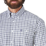 Wrangler G/S Men's Blue/White Plaid One Pocket Western Short Sleeve Shirt -  w/ Reno Rodeo Logo