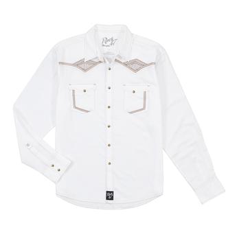 Rock 47 White w/ Grey Piping and Accents Men's Long Sleeve Shirt by Wrangler