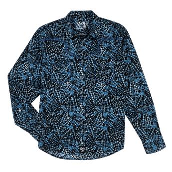 Rock 47 Blue/Black Men's Long Sleeve 'Snap' Shirt by Wrangler
