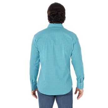 Wrangler® Men's Blue Check 'Snaps' Wrinkle Resist Long Sleeve Relaxed Fit